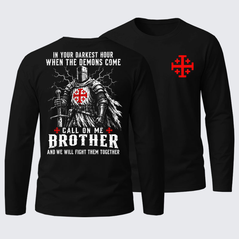Long-sleeved T-Shirts- Call On Me Brother – Knights of Faith