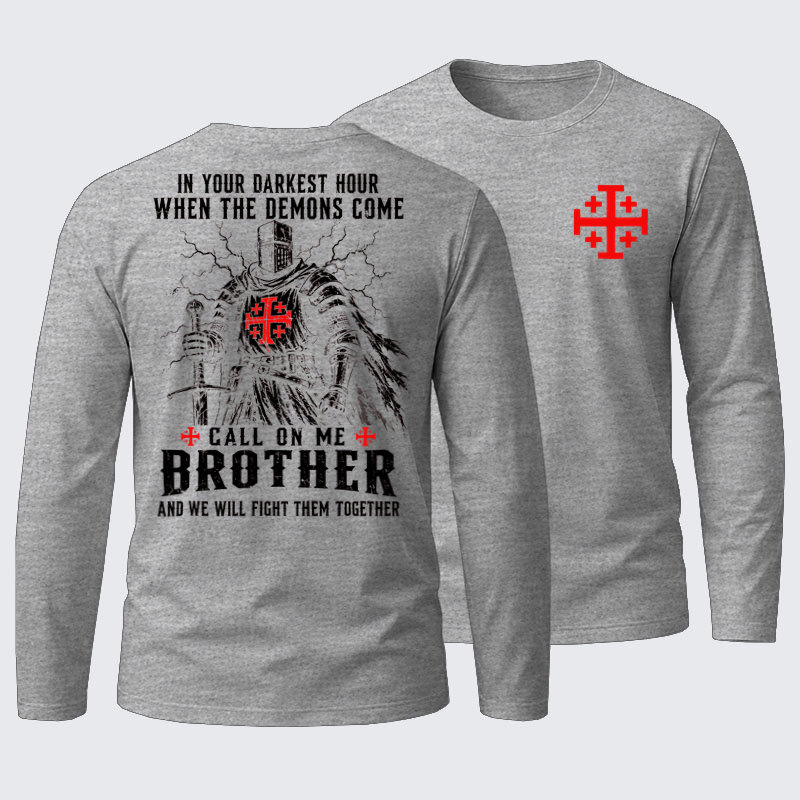 Long-sleeved T-Shirts- Call On Me Brother – Knights of Faith