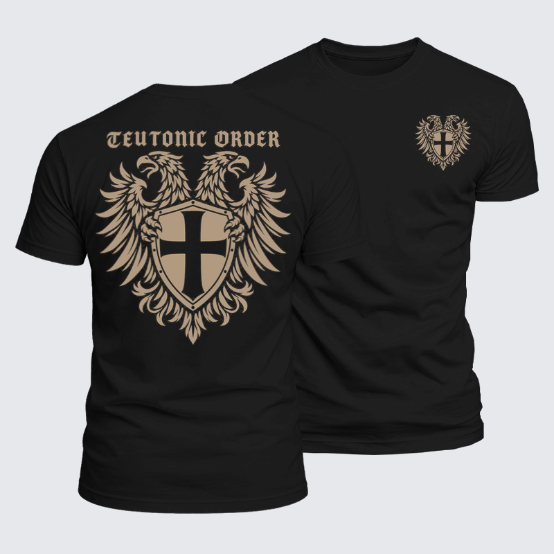 Luxe Mercerized Cotton Tee - Teutonic Order – Double-Headed Eagle & Cross Shield