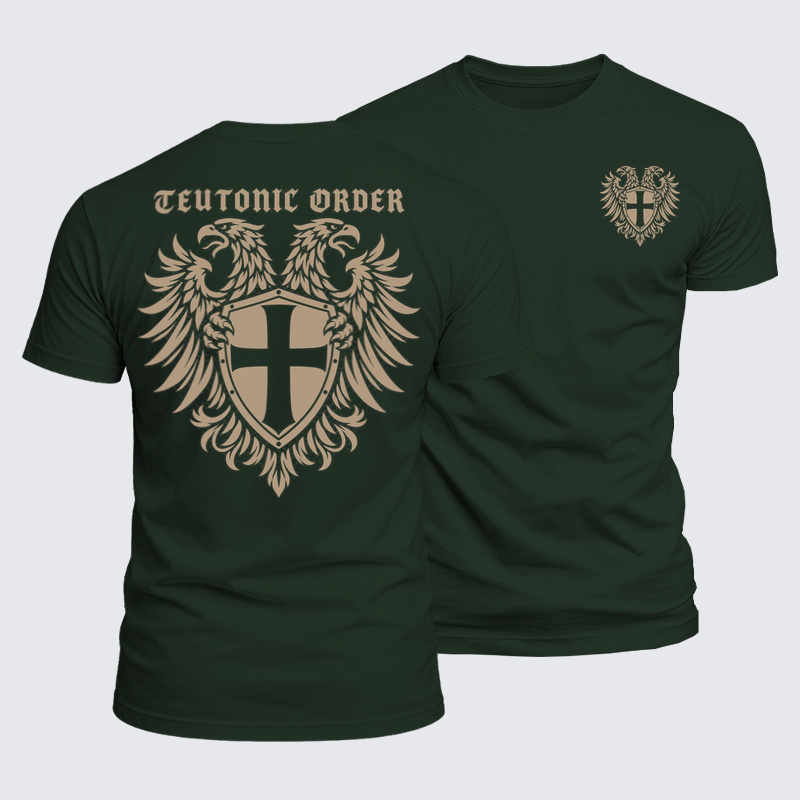 Luxe Mercerized Cotton Tee - Teutonic Order – Double-Headed Eagle & Cross Shield