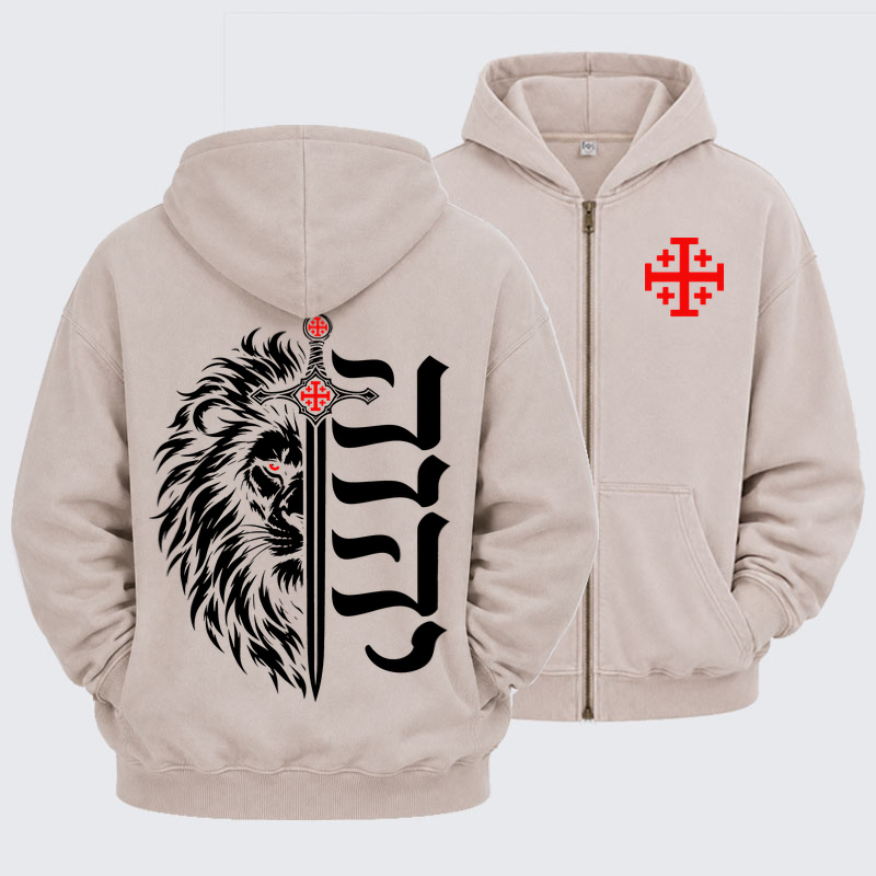 Washed Zip-Up Hoodie  – I Will Fear No Evil