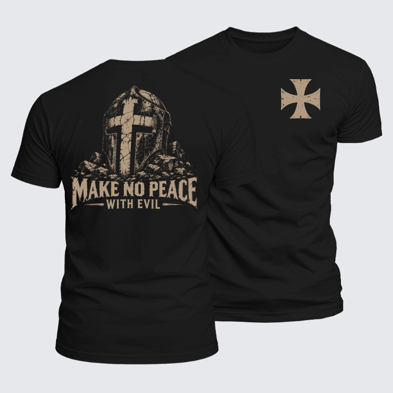 Luxe Mercerized Cotton Tee -Call On Me Brother – Make No Peace with Evil Knight Templar Jerusalem Cross