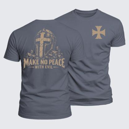 Luxe Mercerized Cotton Tee -Call On Me Brother – Make No Peace with Evil Knight Templar Jerusalem Cross
