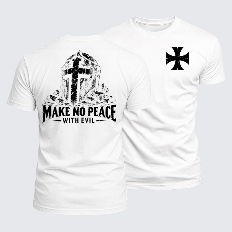 Luxe Mercerized Cotton Tee -Call On Me Brother – Make No Peace with Evil Knight Templar Jerusalem Cross