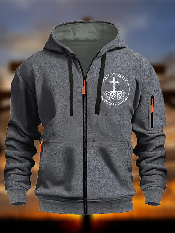 Man of Faith Rooted in Christ Christian Zipper Hoodies