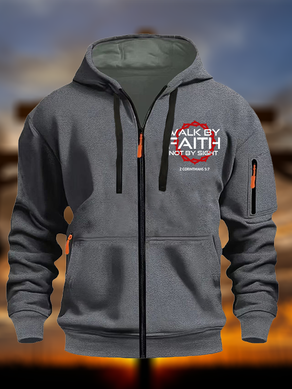 Walk By Faith Not By Sight 2 Corinthians 5:7 Jesus Christian Zipper Hoodies