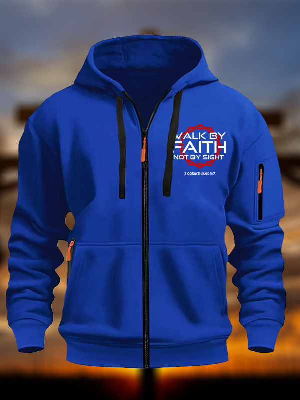 Walk By Faith Not By Sight 2 Corinthians 5:7 Jesus Christian Zipper Hoodies