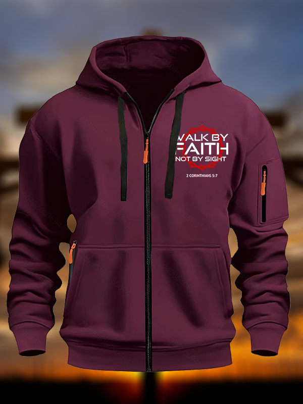 Walk By Faith Not By Sight 2 Corinthians 5:7 Jesus Christian Zipper Hoodies