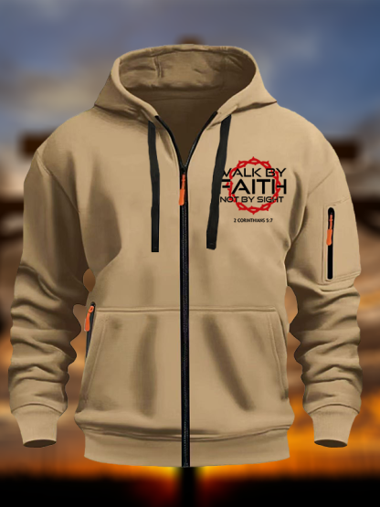 Walk By Faith Not By Sight 2 Corinthians 5:7 Jesus Christian Zipper Hoodies