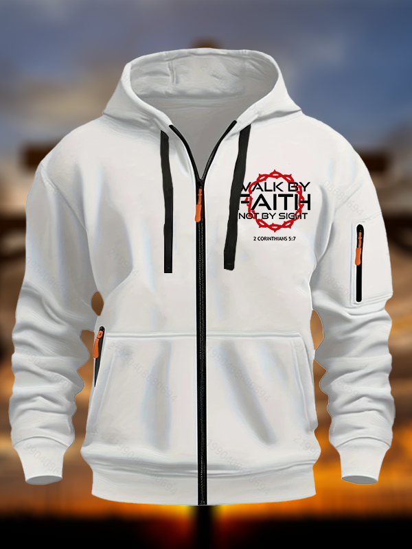 Walk By Faith Not By Sight 2 Corinthians 5:7 Jesus Christian Zipper Hoodies