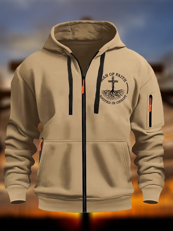 Man of Faith Rooted in Christ Christian Zipper Hoodies