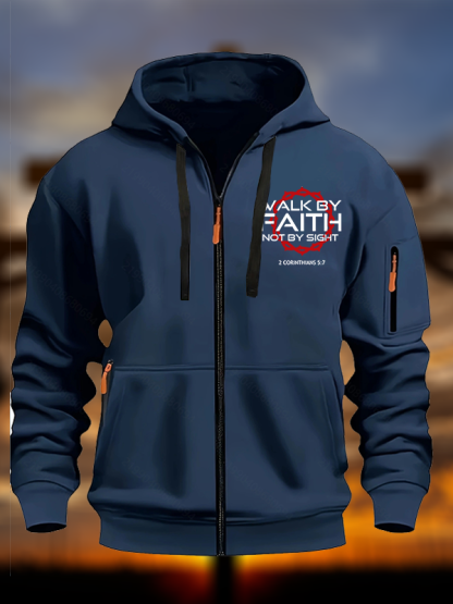 Walk By Faith Not By Sight 2 Corinthians 5:7 Jesus Christian Zipper Hoodies