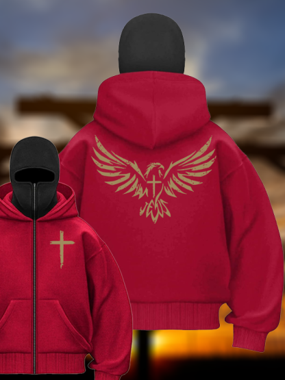 Wings Like Eagles Jesus God Christian Double Hooded Balaclava Hoodie