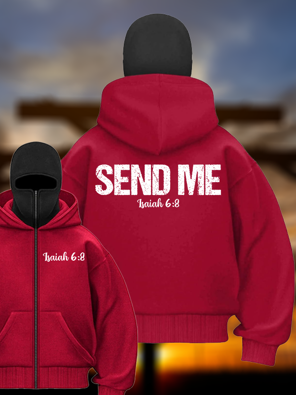 Isaiah 6:8 - SEND ME Jesus God Christian Double Hooded Balaclava Hoodie