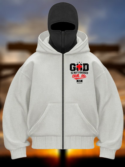God Is Not Finished With Me Philippians 1:5 Jesus God Christian Double Hooded Balaclava Hoodie