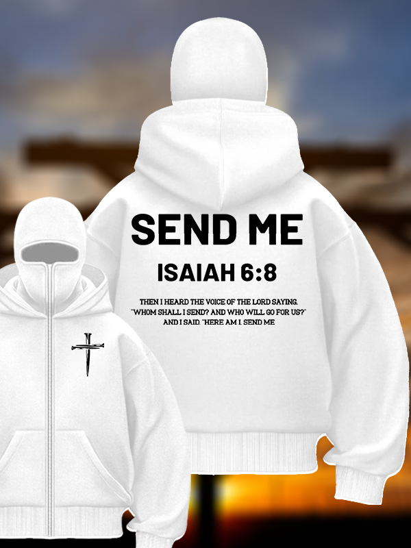 SEND ME  Jesus God Christian Double Hooded Balaclava Hoodie