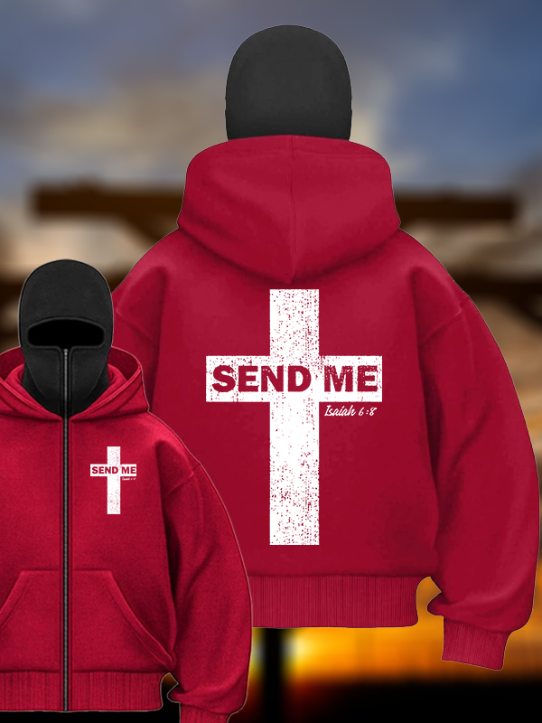 Send Me Isaiah 6:8 Jesus God Christian Double Hooded Balaclava Hoodie