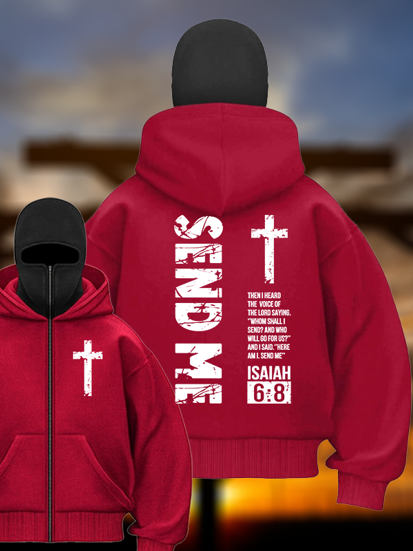 Send Me Isaiah 6:8  Jesus God Christian Double Hooded Balaclava Hoodie