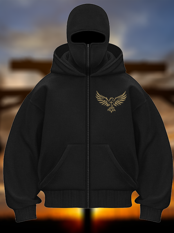 Wings Like Eagles Jesus God Christian Double Hooded Balaclava Hoodie