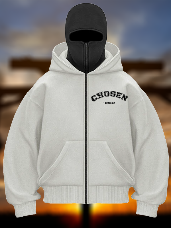 Chosen  Jesus God Christian Double Hooded Balaclava Hoodie