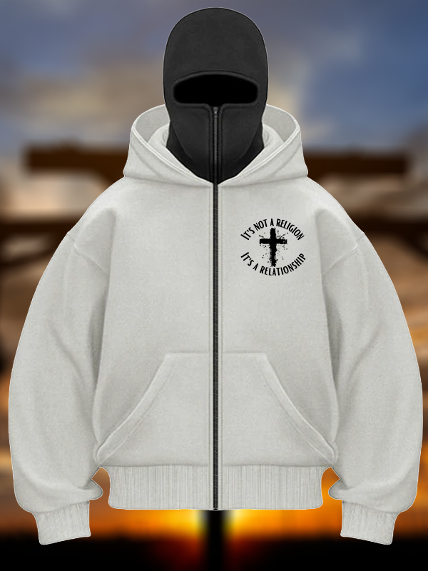 It's Not A Religion It's A Relationship Jesus God Christian Double Hooded Balaclava Hoodie