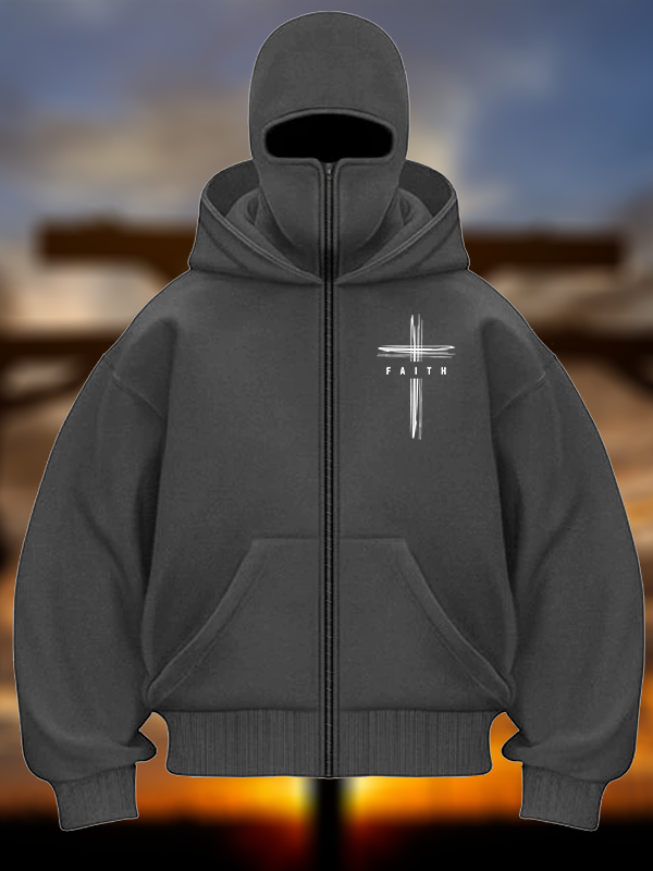 Faith Cross Jesus God Christian Double Hooded Balaclava Hoodie
