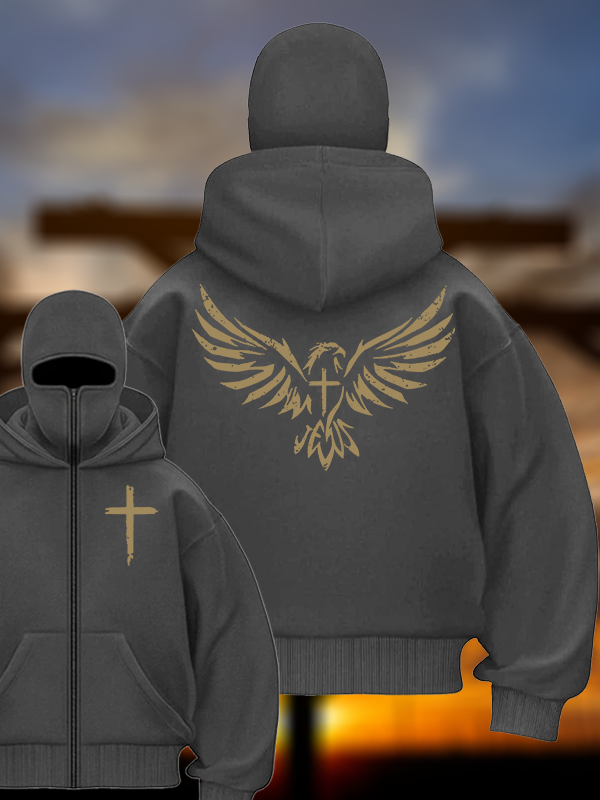 Wings Like Eagles Jesus God Christian Double Hooded Balaclava Hoodie