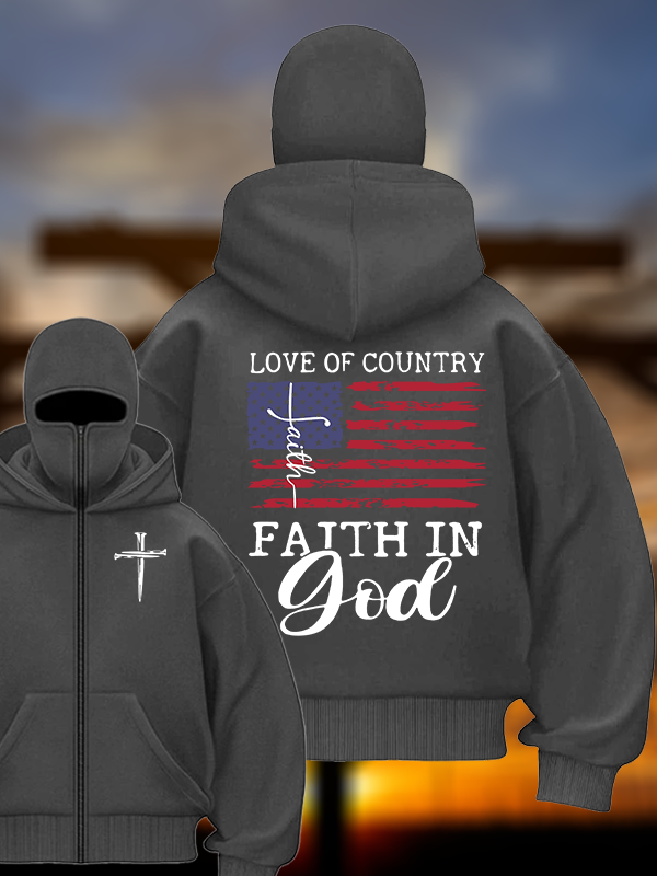 Faith In God Jesus God Christian Double Hooded Balaclava Hoodie