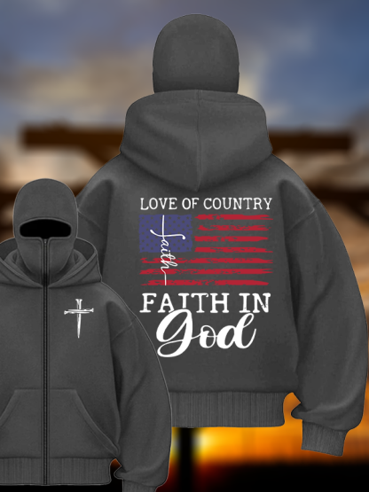 Faith In God Jesus God Christian Double Hooded Balaclava Hoodie