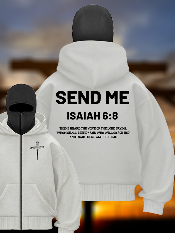 SEND ME  Jesus God Christian Double Hooded Balaclava Hoodie