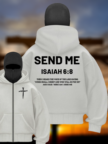 SEND ME  Jesus God Christian Double Hooded Balaclava Hoodie