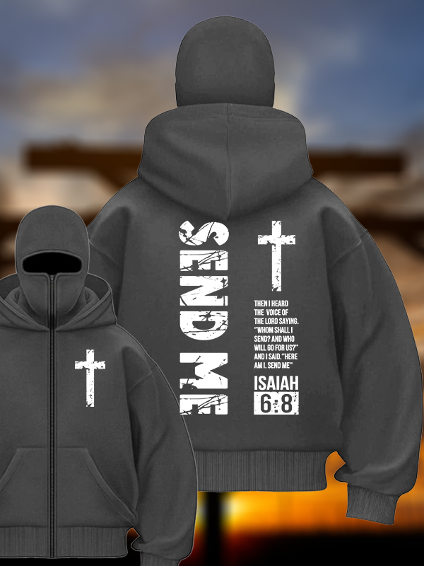 Send Me Isaiah 6:8  Jesus God Christian Double Hooded Balaclava Hoodie