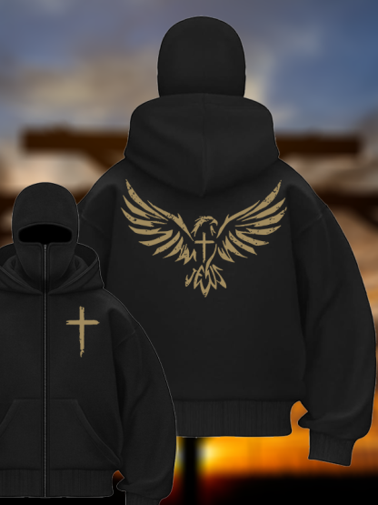 Wings Like Eagles Jesus God Christian Double Hooded Balaclava Hoodie