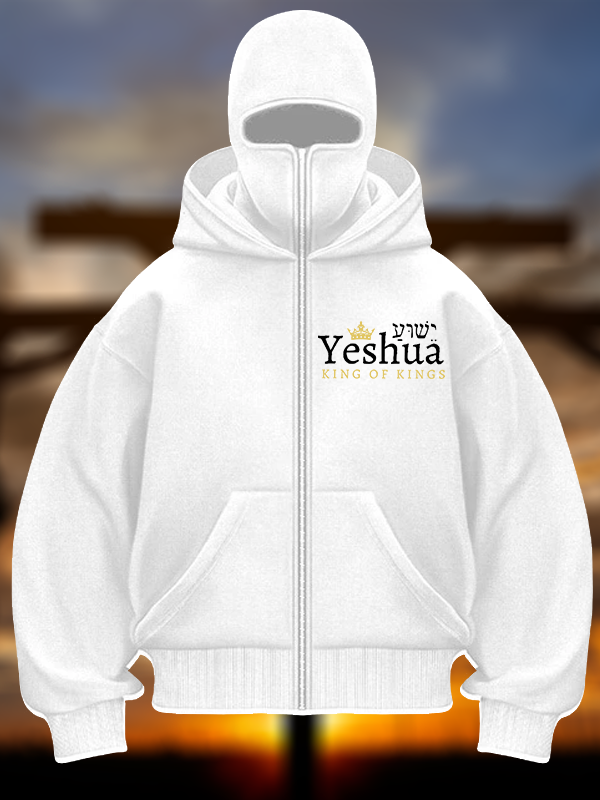 Yeshua King Of Kings Jesus God Christian Double Hooded Balaclava Hoodie
