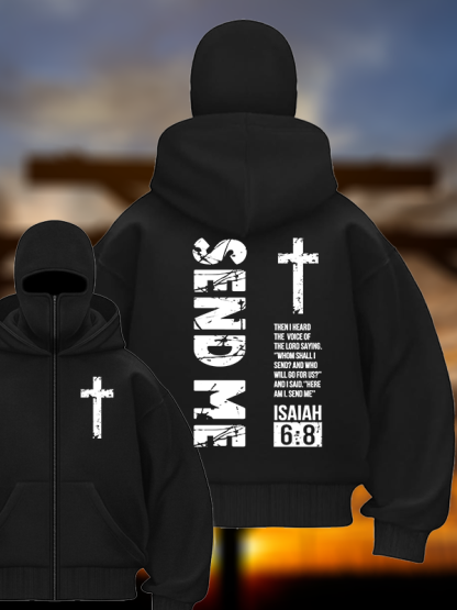 Send Me Isaiah 6:8  Jesus God Christian Double Hooded Balaclava Hoodie