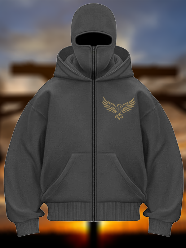 Wings Like Eagles Jesus God Christian Double Hooded Balaclava Hoodie