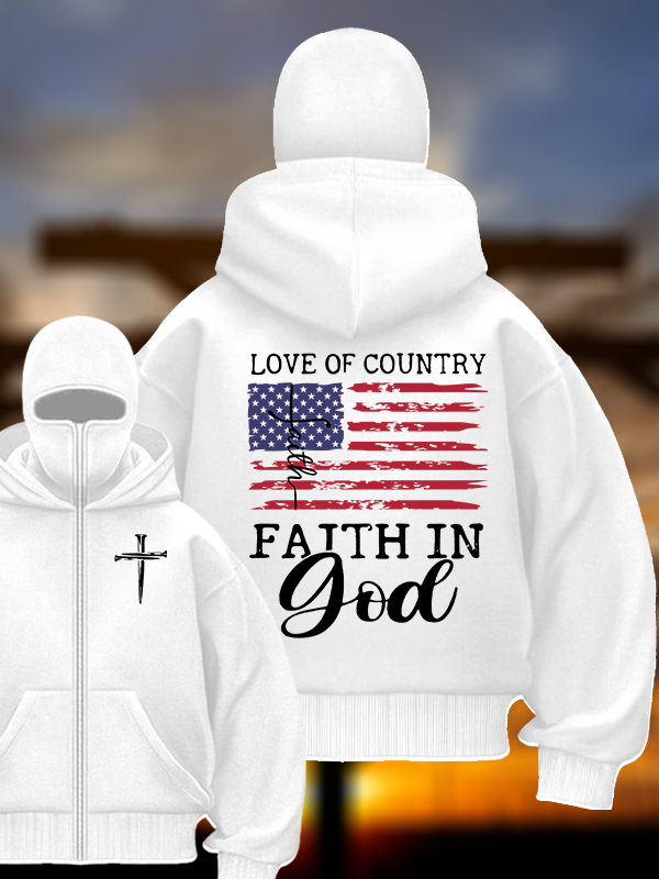 Faith In God Jesus God Christian Double Hooded Balaclava Hoodie