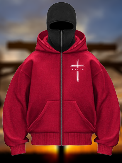 Faith Cross Jesus God Christian Double Hooded Balaclava Hoodie