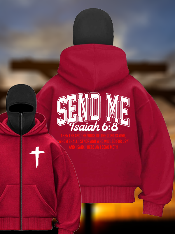Send Me Isaiah 6:8 Jesus God Christian Double Hooded Balaclava Hoodie