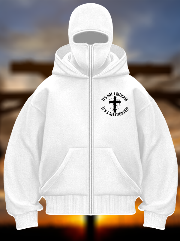 It's Not A Religion It's A Relationship Jesus God Christian Double Hooded Balaclava Hoodie