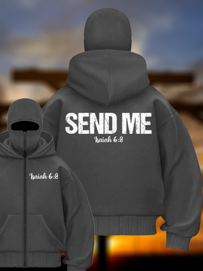 Isaiah 6:8 - SEND ME Jesus God Christian Double Hooded Balaclava Hoodie