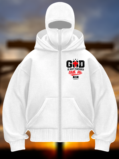 God Is Not Finished With Me Philippians 1:5 Jesus God Christian Double Hooded Balaclava Hoodie