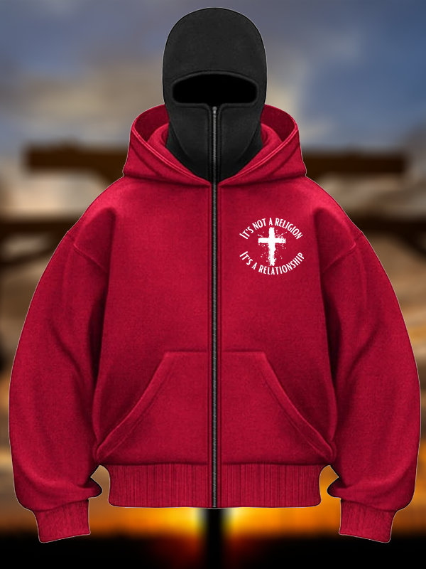 It's Not A Religion It's A Relationship Jesus God Christian Double Hooded Balaclava Hoodie