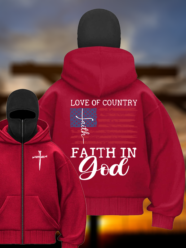 Faith In God Jesus God Christian Double Hooded Balaclava Hoodie