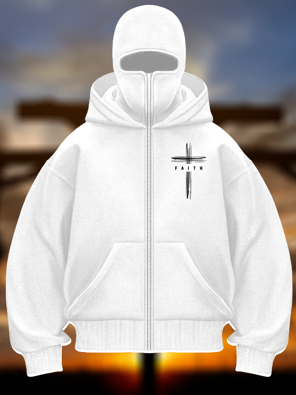 Faith Cross Jesus God Christian Double Hooded Balaclava Hoodie