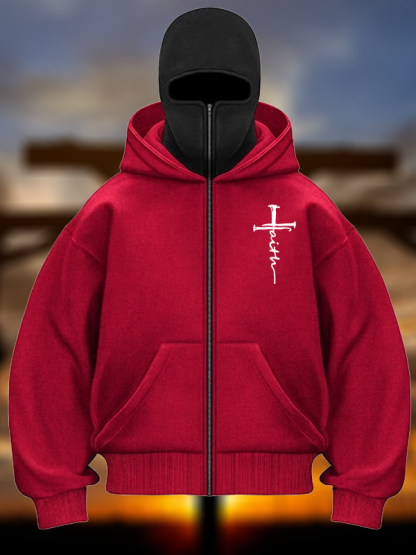 Cross Jesus God Christian Double Hooded Balaclava Hoodie