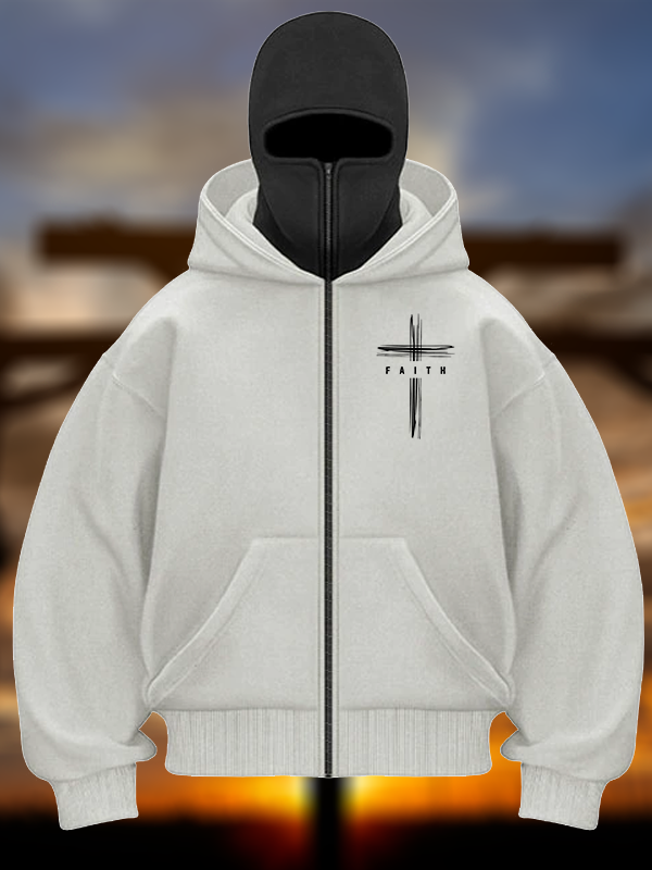 Faith Cross Jesus God Christian Double Hooded Balaclava Hoodie