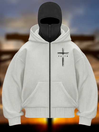 Faith Cross Jesus God Christian Double Hooded Balaclava Hoodie