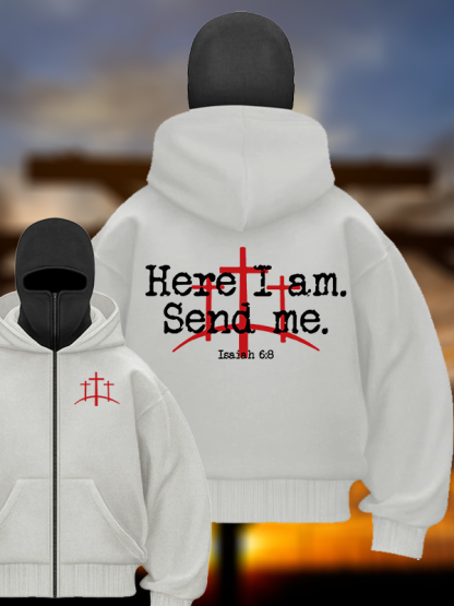 Here I Am Send Me - Bible Verse Isaiah 6:8 Jesus God Christian Double Hooded Balaclava Hoodie