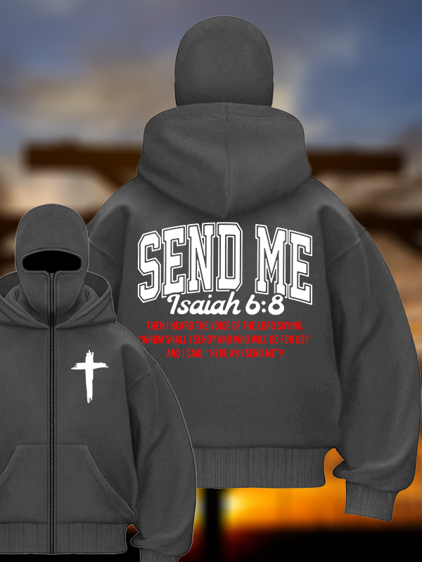 Send Me Isaiah 6:8 Jesus God Christian Double Hooded Balaclava Hoodie